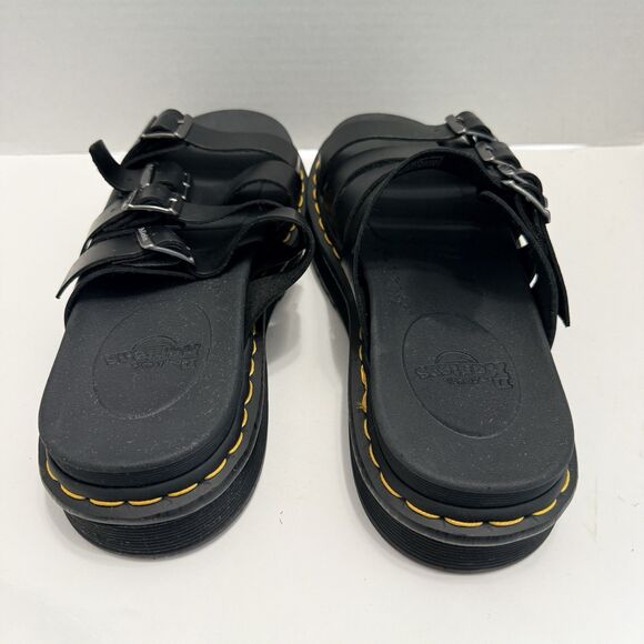 New DR. MARTENS "Tate" Black Leather 4-Strap Sandals Mens 10 Womens 11.5 w/o Box - Picture 4 of 12